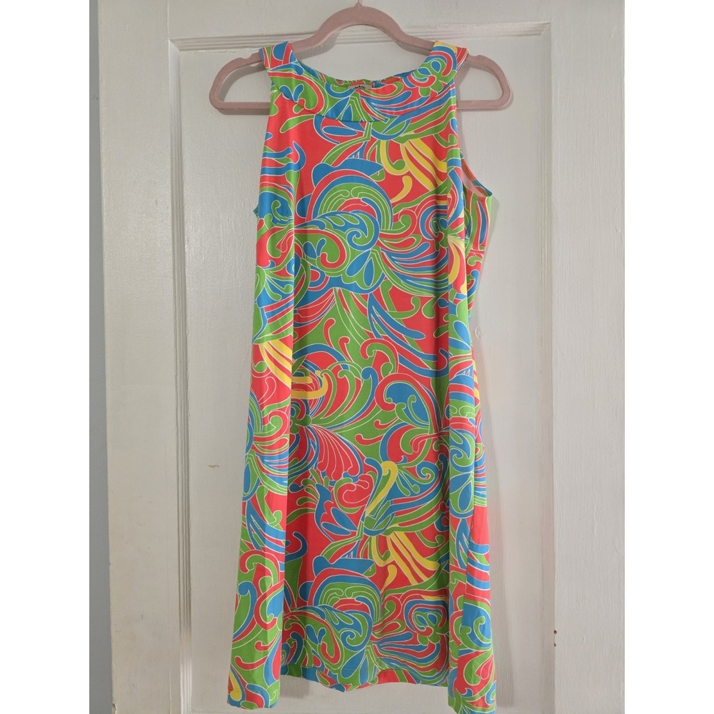 Katherine Way Women's Size M Bright Colorful Sleeveless Nylon Dress Made In USA